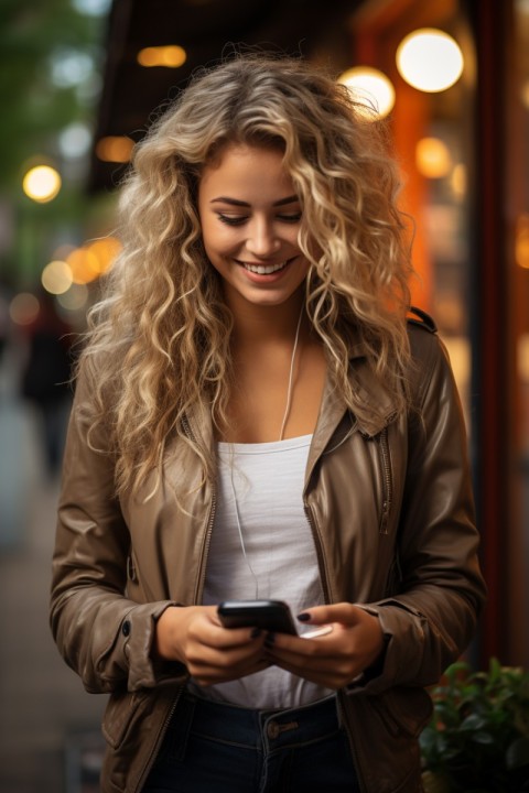 Happy Woman Holding a Mobile Phone (156)