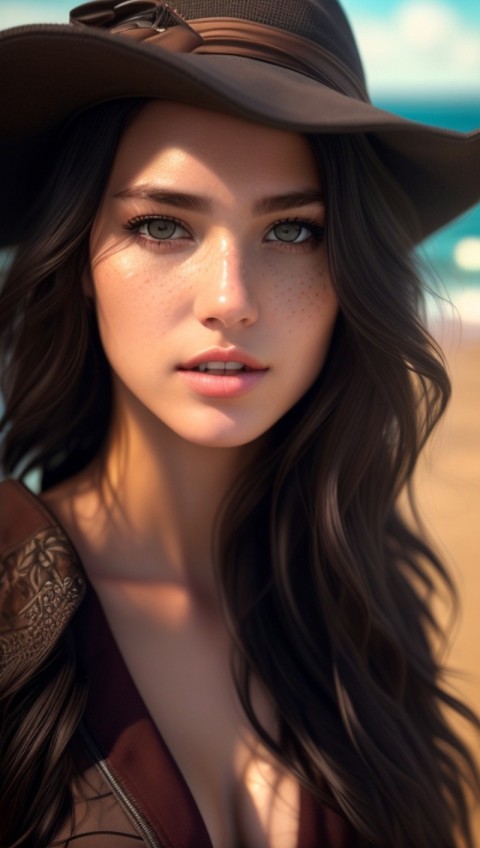 AI Generated Beautiful woman wearing trendy clothing at a beach (9)