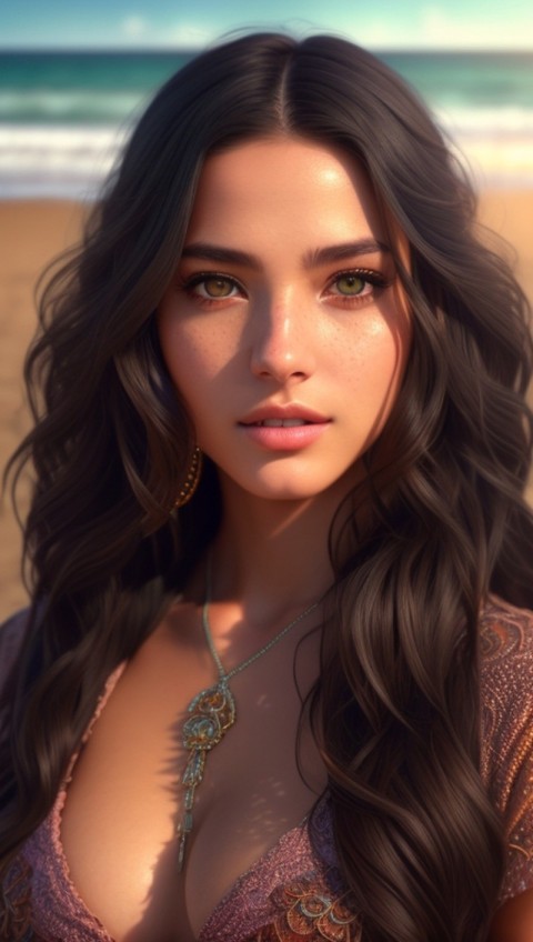 AI Generated Beautiful woman wearing trendy clothing at a beach (18)