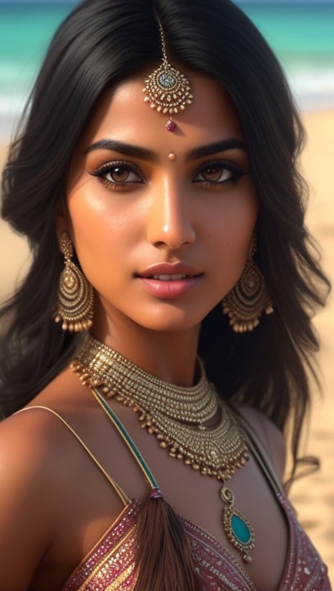 AI Generated Beautiful woman wearing trendy clothing at a beach (11)