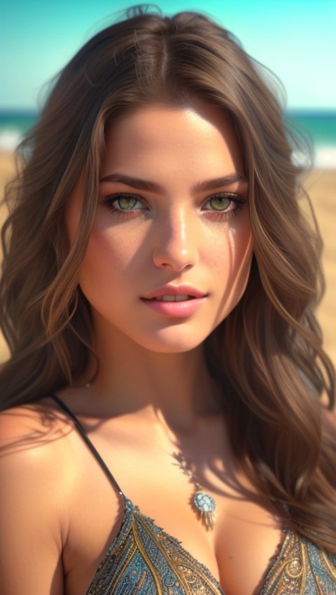 AI Generated Beautiful woman wearing trendy clothing at a beach (23)