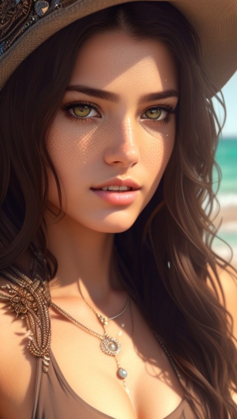 AI Generated Beautiful woman wearing trendy clothing at a beach (17)