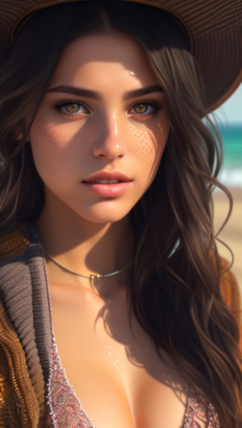 AI Generated Beautiful woman wearing trendy clothing at a beach (20)