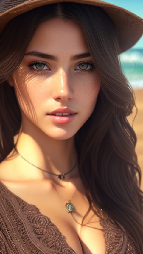 AI Generated Beautiful woman wearing trendy clothing at a beach (21)
