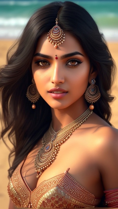 AI Generated Beautiful woman wearing trendy clothing at a beach (13)