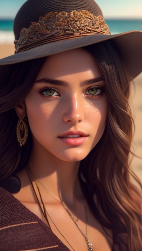 AI Generated Beautiful woman wearing trendy clothing at a beach (19)