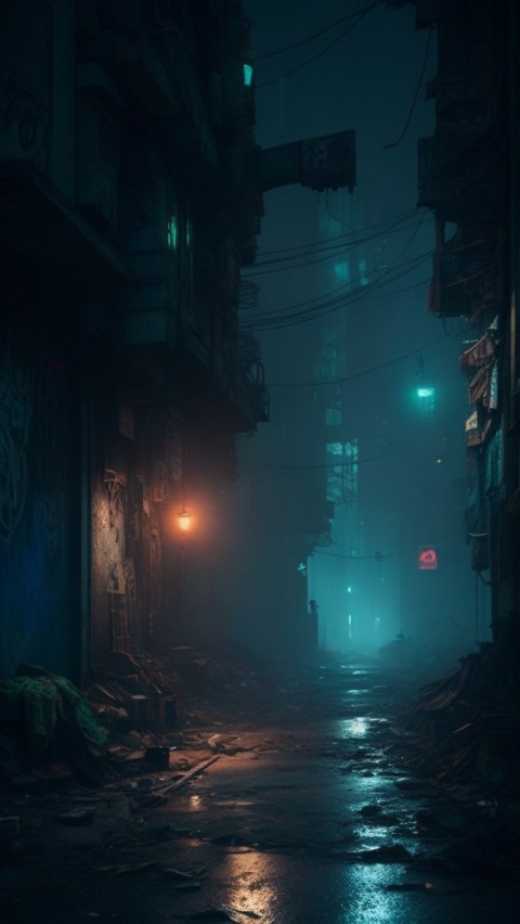AI Generated Aesthetic cyberpunk style city street at night Wallpaper Mobile (26)