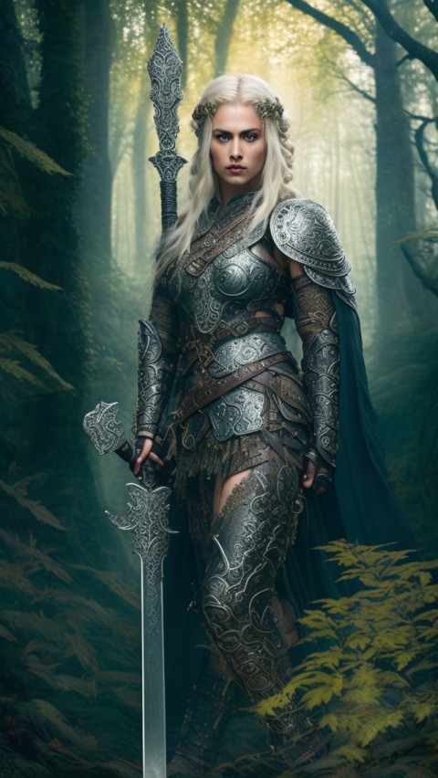 AI generated warrior woman wallpaper mobile background (28)