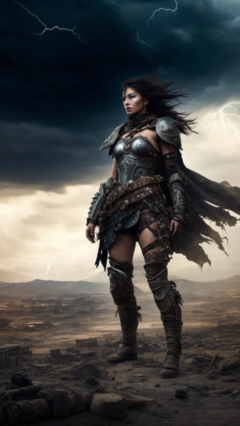 AI generated warrior woman wallpaper mobile background (4)