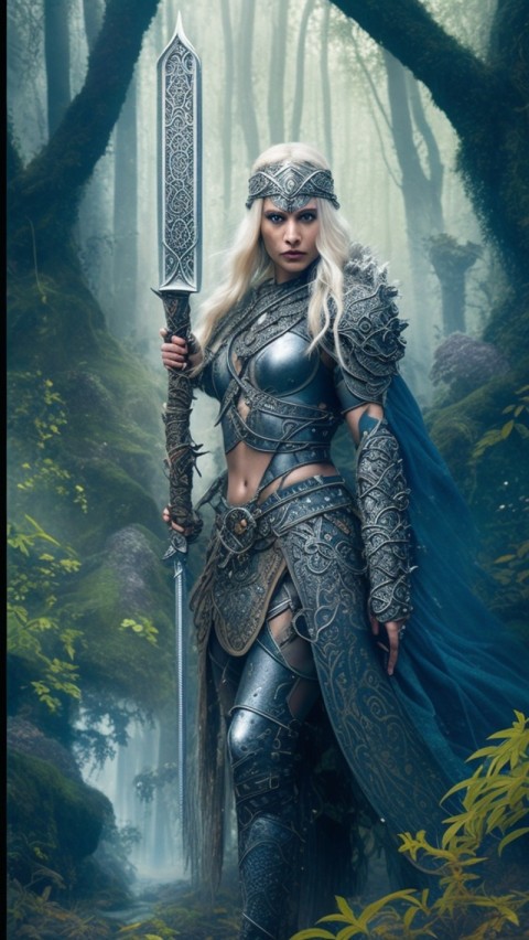 AI generated warrior woman wallpaper mobile background (31)