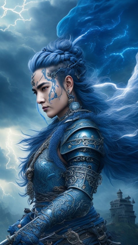 AI generated warrior woman wallpaper mobile background (21)