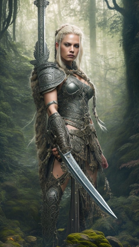 AI generated warrior woman wallpaper mobile background (30)