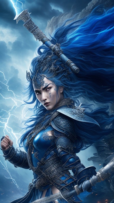 AI generated warrior woman wallpaper mobile background (19)