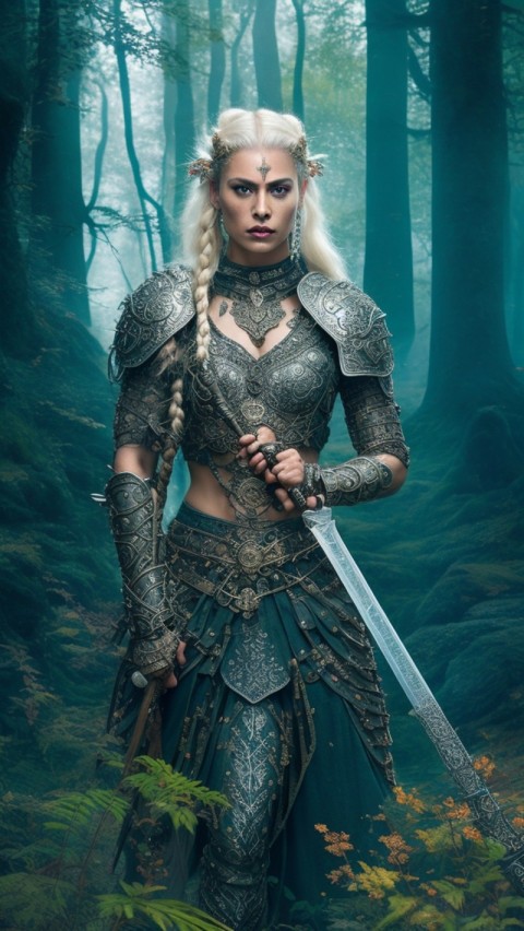 AI generated warrior woman wallpaper mobile background (29)