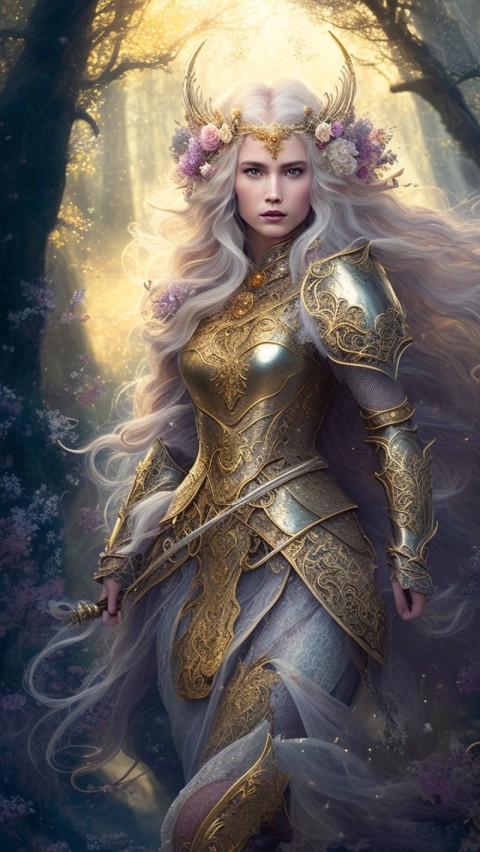 AI generated warrior woman wallpaper mobile background (39)