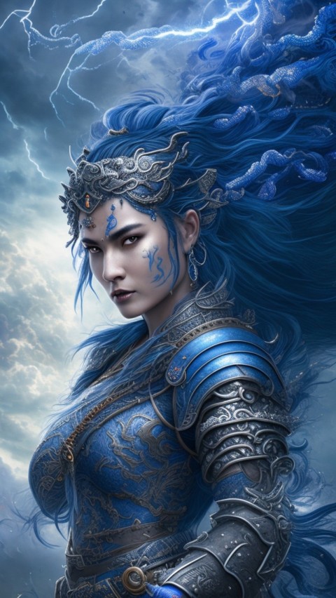 AI generated warrior woman wallpaper mobile background (22)