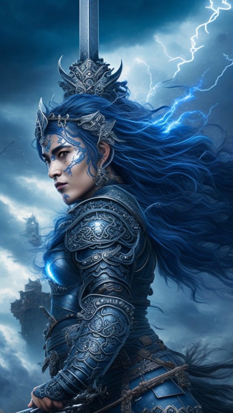 AI generated warrior woman wallpaper mobile background (16)