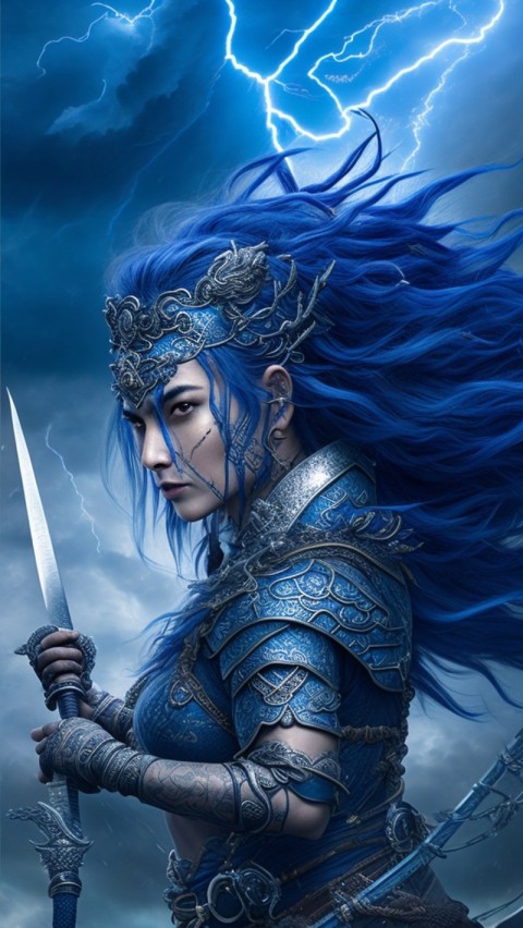 AI generated warrior woman wallpaper mobile background (15)