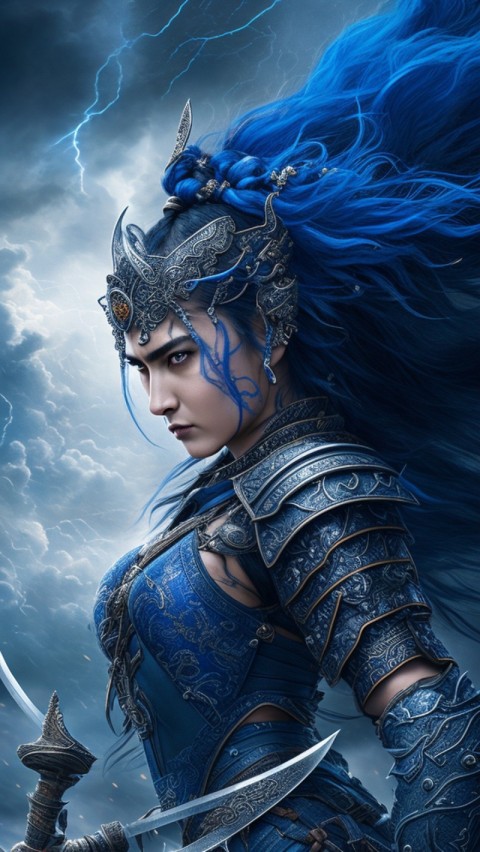 AI generated warrior woman wallpaper mobile background (17)