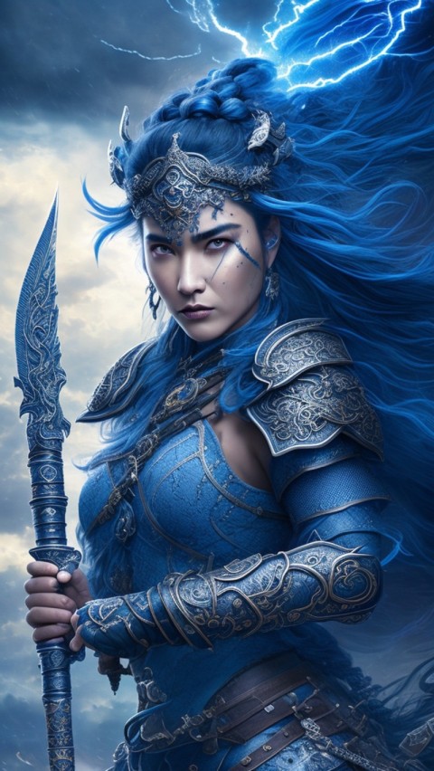 AI generated warrior woman wallpaper mobile background (18)