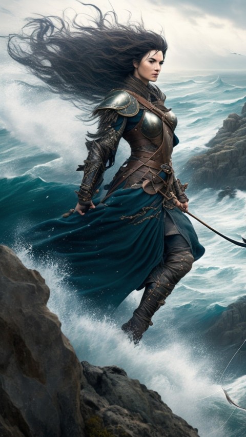 AI generated warrior woman wallpaper mobile background (85)