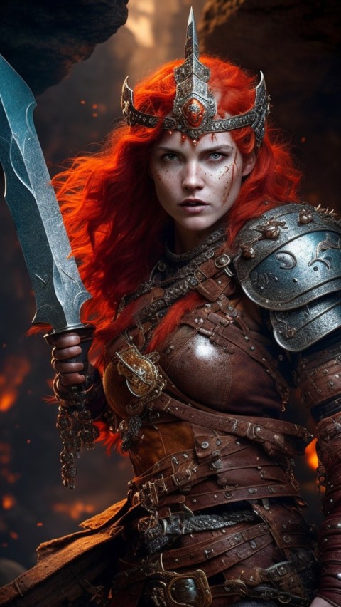 AI generated warrior woman wallpaper mobile background (59)