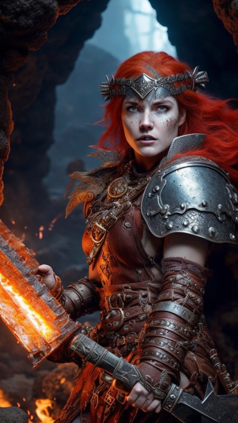 AI generated warrior woman wallpaper mobile background (55)