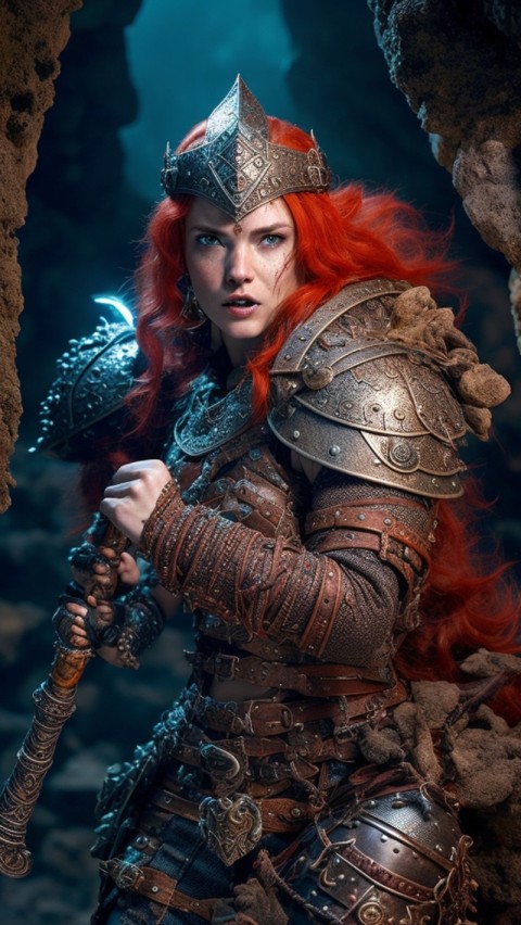 AI generated warrior woman wallpaper mobile background (62)