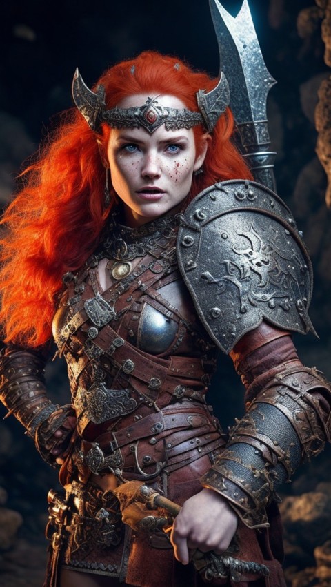 AI generated warrior woman wallpaper mobile background (56)