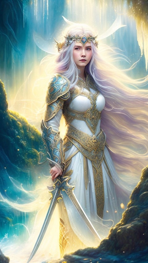 AI generated warrior woman wallpaper mobile background (70)