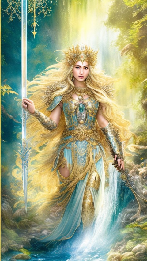 AI generated warrior woman wallpaper mobile background (44)