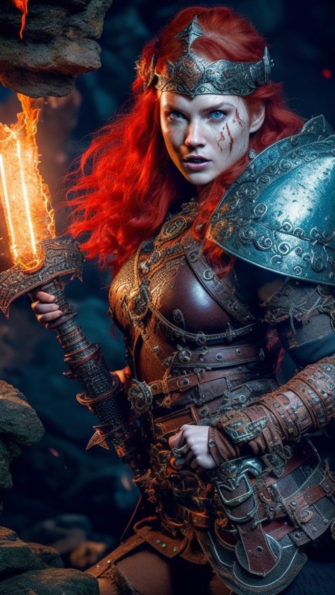 AI generated warrior woman wallpaper mobile background (57)