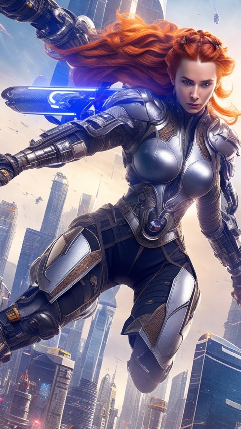 AI generated warrior woman wallpaper mobile background (65)
