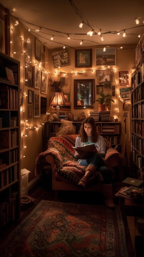 Girl Reading Book Aesthetic Vintage Feel (55)