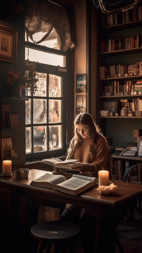 Girl Reading Book Aesthetic Vintage Feel (136)