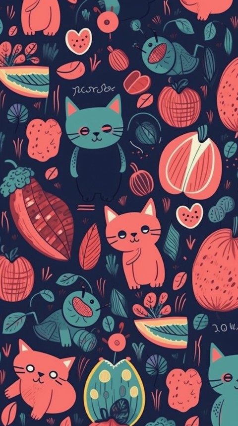 Cute Cat Seamless Pattern Aesthetic (29)