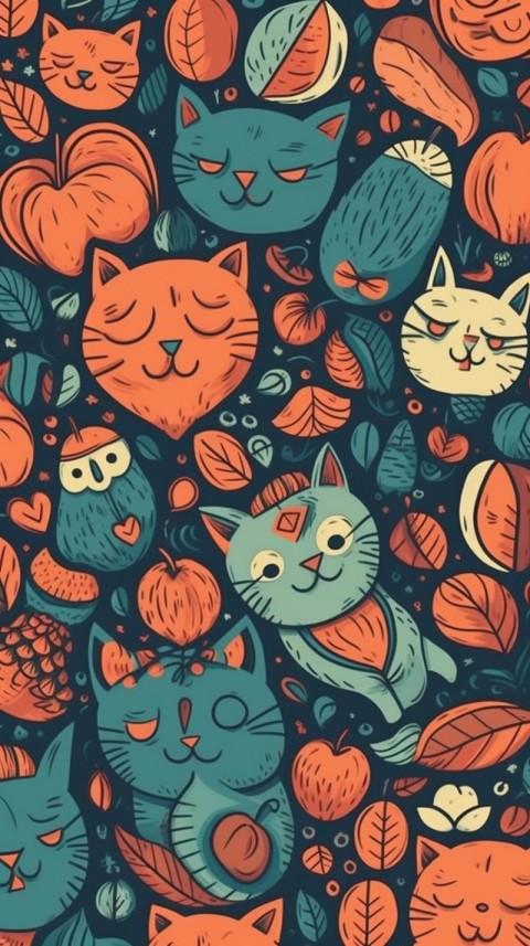 Cute Cat Seamless Pattern Aesthetic (27)