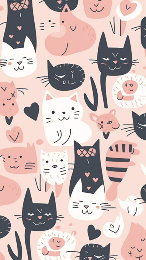 Cute Cat Seamless Pattern Aesthetic (39)