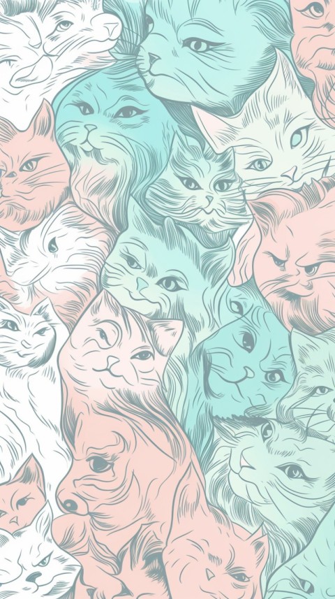 Cute Cat Seamless Pattern Aesthetic (62)