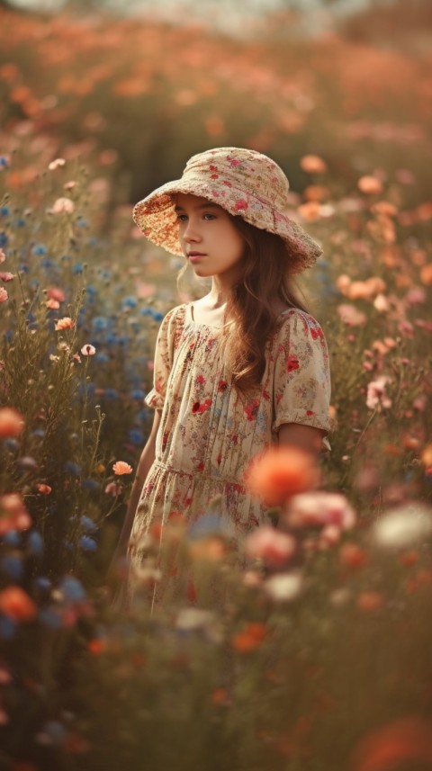 A Woman In Flower Field Aesthetic Vintage (150)