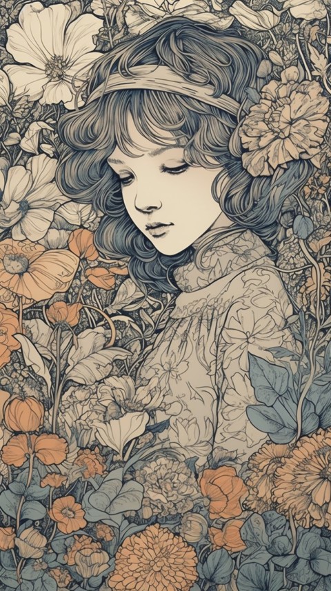 A Woman In Flower Field Aesthetic Vintage (142)