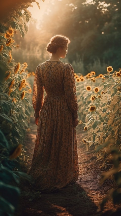 A Woman In Flower Field Aesthetic Vintage (170)