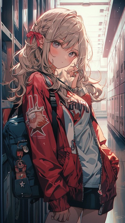 Cute anime girl. AI Stock Illustration