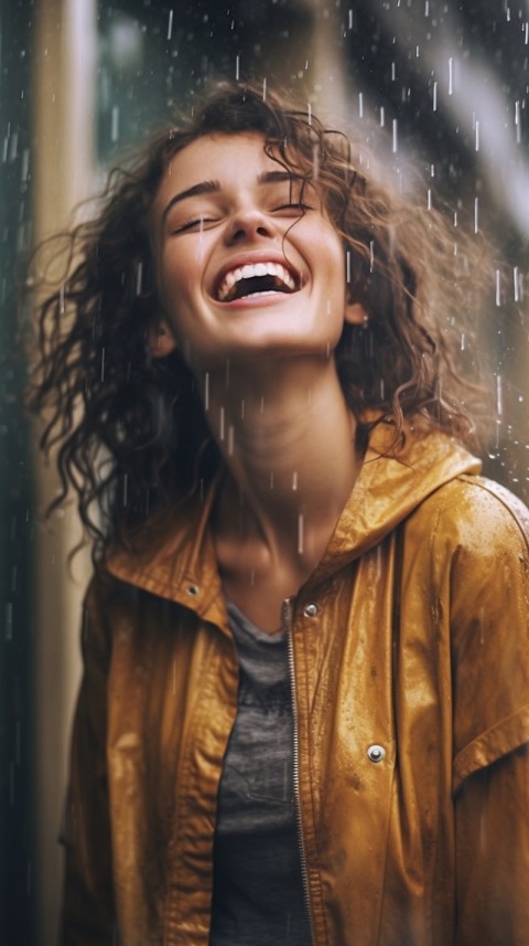 A Happy Woman Enjoying the Rain Aesthetic (17)