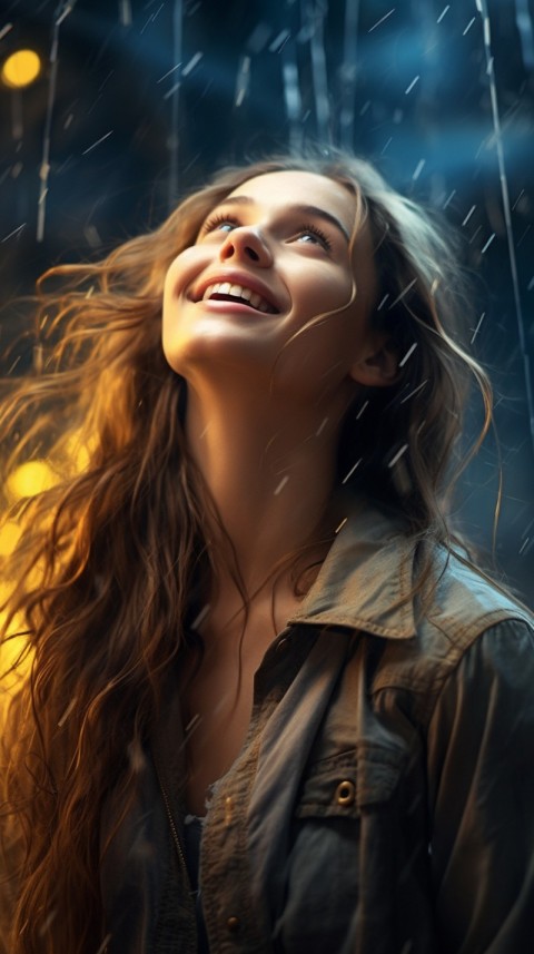 A Happy Woman Enjoying the Rain Aesthetic (8)