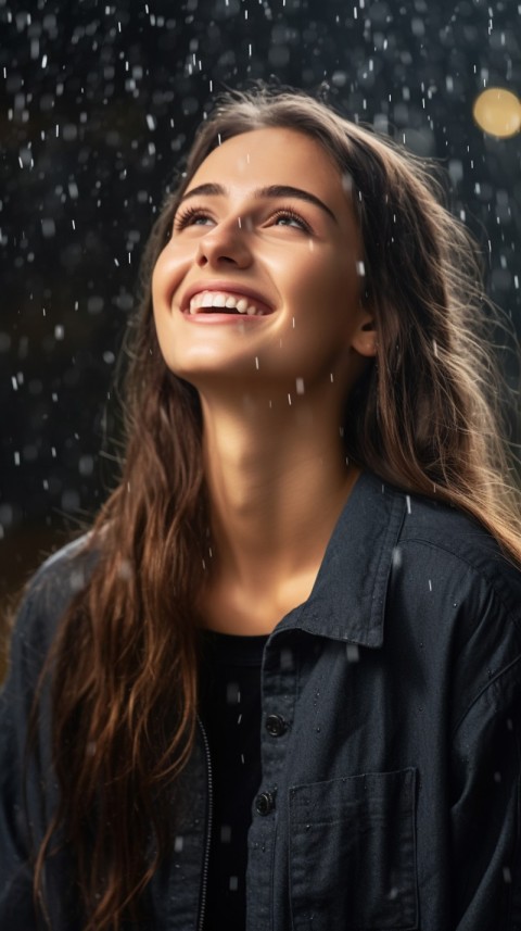 A Happy Woman Enjoying the Rain Aesthetic (1)