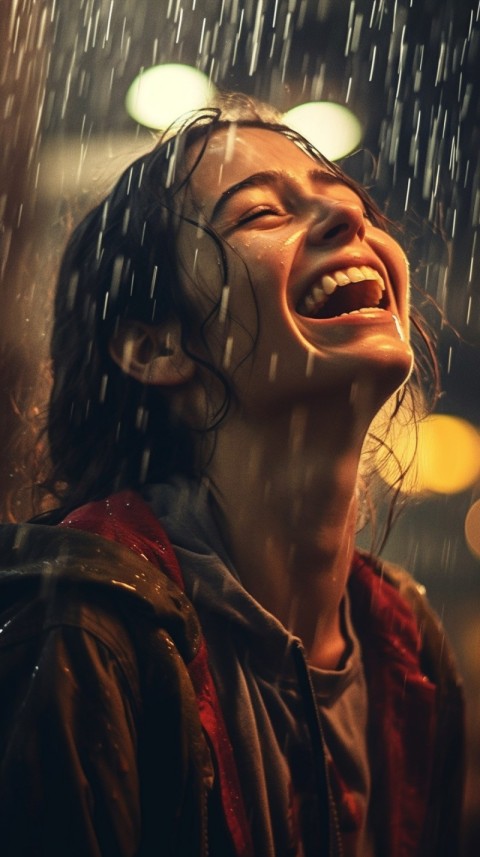 A Happy Woman Enjoying the Rain Aesthetic (22)
