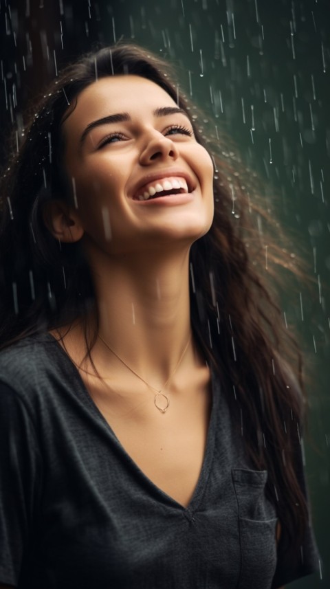 A Happy Woman Enjoying the Rain Aesthetic (61)