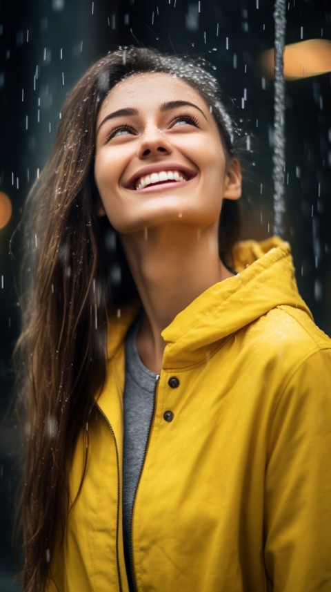 A Happy Woman Enjoying the Rain Aesthetic (79)