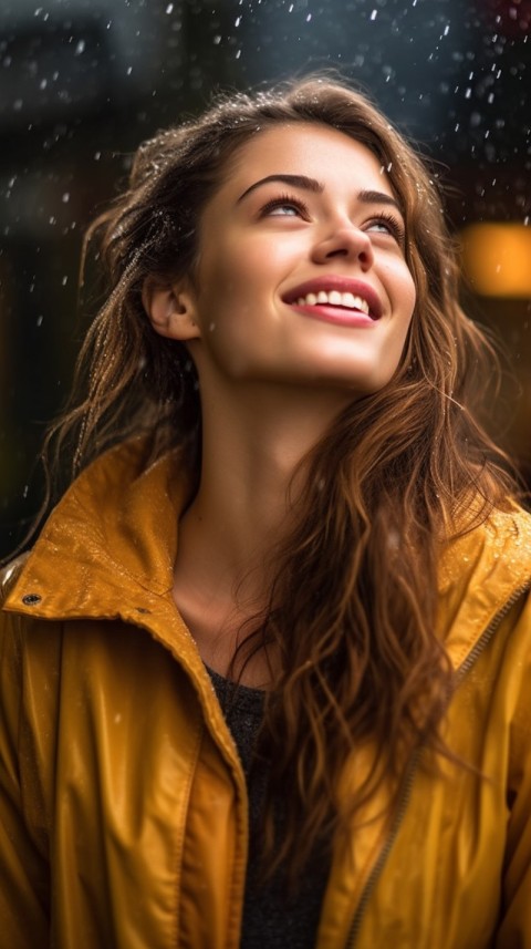 A Happy Woman Enjoying the Rain Aesthetic (58)